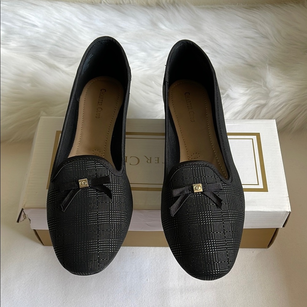 Charter Club Women’s Kimii Plaid Slip On Black Loafers Size 12M. New in box.